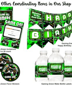POP parties Gaming Party LARGE Invitations - 10 Invitations + 10 Envelopes 8 91RWs78E7OL