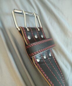 Weight Lifting Belt (5mm Thick) - Leather Weight Lifting Belt for Women & Men - Functional Workout Belt - Gym Belt for Weightlifting, Powerlifting, Squat & Deadlift - Adjustable Weightlifting Belt Black/Red Medium 59 91RYfi55g4L