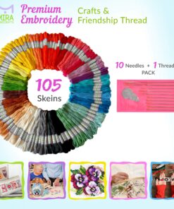 Alternative view of Premium Rainbow Color Embroidery Floss - Cross Stitch Threads - Friendship Bracelets Floss - Crafts Floss - 116 Pcs - 105 Skeins Per Pack and Set of 10 Embroidery Needles and 1 Threader