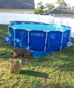 Intex 15ft X 48in Metal Frame Pool Set with Filter Pump, Ladder, Ground Cloth & Pool Cover 15-Feet by 48-inch 39 91Rd04MaOVL