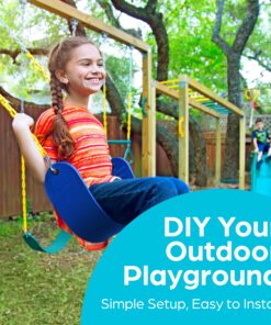 Jungle Gym Kingdom Swing Sets for Backyard, Monkey Bars & Swingset Accessories - Set Includes 18" Trapeze Swing Bar & 48" Heavy Duty Chain with Locking Carabiners - Outdoor Play Equipment (Blue) Blue 16 91RdqbWLx6L 3