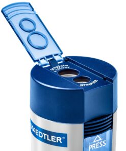 Staedtler 512 001 ST Double-hole Tub Pencil Sharpener 1-2/3 L x 2-1/4 W x 1-2/3 H in Blue, Silver 20 91RfWwLB43L