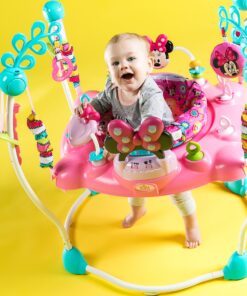 Bright Starts Disney Baby MINNIE MOUSE PeekABoo Baby Activity Center Jumper with 8 Toys, Lights & Sounds, 360-Degree Seat, 6-12 Months (Pink/Blue) 34 91RgyifwW5L