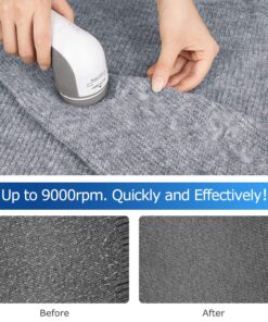 BEAUTURAL Fabric Shaver and Lint Remover, Sweater Defuzzer with 2-Speeds, 2 Replaceable Stainless Steel Blades, Battery Operated, Remove Clothes Fuzz, Lint Balls, Pills, Bobbles Gray Standard 34 91RphtGpitL