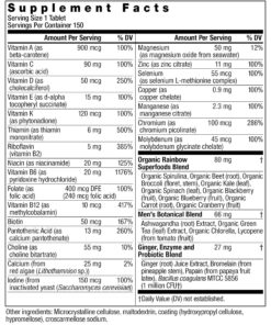 Rainbow Light Multivitamin for Men, Vitamin C, D & Zinc, Probiotics, Men's One Multivitamin Provides High Potency Immune Support, Non-GMO, Vegetarian, 150 Tablets 150 Count (Pack of 1) 42 91RyU9yw4EL