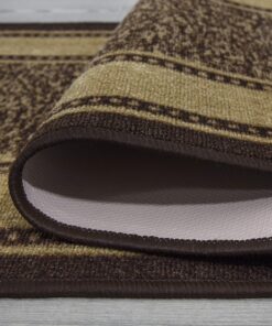 Ottomanson Machine Washable Bordered Design Non-Slip Rubberback 2x5 Traditional Runner Rug for Hallway, Kitchen, Bedroom, Entryway, 20" x 59", Brown Border Dark Brown Runner - 20" x 59" 16 91S0EbX12wL