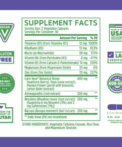 Zhou Calm Now Soothing Support with B Vitamins, Ashwagandha, Magnesium & Zinc, Relax, Focus & Positive Mind, Supports Serotonin Increase, Non-GMO, Vegan, Gluten-Free, 30 Servings - 60 VegCaps 21 91S335VKbWL 1