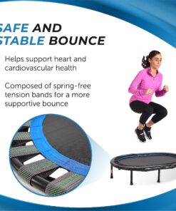 Stamina Fitness Trampoline - Exercise Trampoline with Smart Workout App - Indoor Trampoline Fitness Rebounder 45-Black/Blue One Size 18 91S7lePCUAL
