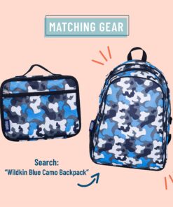 Wildkin Kids Insulated Lunch Box Bag for Boys & Girls, Reusable Kids Lunch Box is Perfect for Early Elementary Daycare School Travel, Ideal for Hot or Cold Snacks & Bento Boxes (Blue Camo) Blue Camo 18 91S8PpKXFL