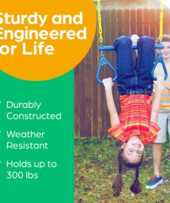 Jungle Gym Kingdom Swing Sets for Backyard, Monkey Bars & Swingset Accessories - Set Includes 18" Trapeze Swing Bar & 48" Heavy Duty Chain with Locking Carabiners - Outdoor Play Equipment (Blue) Blue 15 91SDPWg1vIL 1