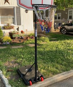 Best Choice Products Kids Height-Adjustable Basketball Hoop, Portable Backboard System w/ 2 Wheels, Fillable Base, Weather-Resistant, Nylon Net, Adjusts from 70.5in to 82.3in - White 35 91SEUeHBBnL