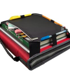 Five Star Zipper Binder, 2 Inch 3 Ring Binder, Expansion Panel, Durable, Black/Red/Gray (29052BE7) Black-red-gray 14 91SHmTgbZFL