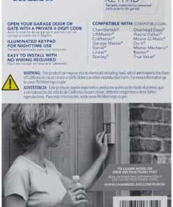 CHAMBERLAIN Clicker Keyless Entry KLIK2U-P2, Works with Chamberlain, LiftMaster, Craftsman, Genie and More, Security +2.0 Compatible Garage Door Opener Keypad, White 37 91SNOSL11L