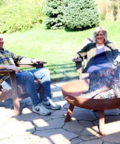 Sunnydaze 34-Inch Rustic Cast Iron Outdoor Raised Fire Pit Bowl with Handles - Oxidized Finish Rust 34 in 23 91SPsYyoVTL