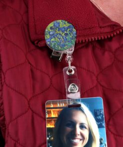 Buttonsmith Van Gogh Starry Night Tinker Reel Retractable Badge Reel - with Alligator Clip and Extra-Long 36 inch Standard Duty Cord - Made in The USA Badge Reel with Alligator Swivel Clip 17 91SPwgN96XL