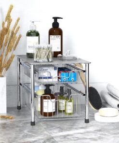 Simple Houseware Stackable 2 Tier Sliding Basket Organizer Drawer, Chrome 2-Tier 29 91SZ1YerdyL