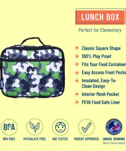 Alternative view of Wildkin Kids Insulated Lunch Box Bag for Boys & Girls, Reusable Kids Lunch Box is Perfect for Early Elementary Daycare School Travel, Ideal for Hot or Cold Snacks & Bento Boxes (Green Camo) Green Camo