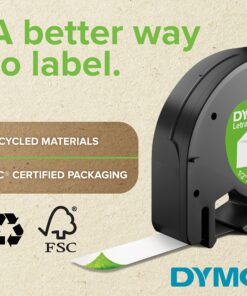 DYMO - DYM16952 Authentic LetraTag Labeling Tape for LetraTag Label Makers, Black Print on Clear pastic Tape, 1/2'' W x 13' L, 1 roll (16952) 156 in. X 1/2 in. 20 91Sek7WuYXL 1