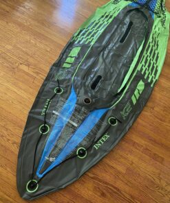 INTEX Challenger Inflatable Kayak Series: Includes Deluxe 86in Aluminum Oar and High-Output Pump – SuperStrong PVC – Adjustable Seat with Backrest – Removable Skeg – Cargo Storage Net green/blue 2-person 36 91Sh4RUNa7L