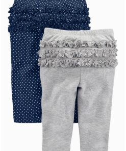 Simple Joys by Carter's Baby Girls' Pant, Pack of 4 6-9 Months Coral Pink/Grey/Navy Dots/Pink 6 91SinnBMqHL