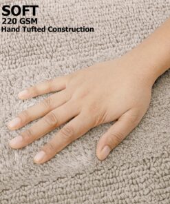 COTTON CRAFT Smith Set of 2 Cotton Handmade Heavyweight Reversible Racetrack Bath Rugs, 17 inch x 24 inch, Linen 15 91SoyILxm8L