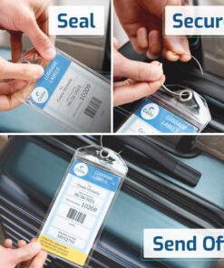 Highwind Cruise Luggage Tags for Suitcases | Cruise Accessories Must-Haves | Compatible w/All Cruise Lines | E-tag Holders Zip Seal&Steel Loops | ID Badge | Waterproof Clear Cruise Tags (4pk, Clear) 4 Pack - Clear 22 91SuYpLgRWL