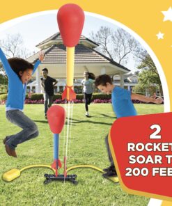Alternative view of Stomp Rocket Original Dueling Rocket Launcher for Kids, 4 Rockets - Fun Backyard & Outdoor Kids Toys Gifts for Boys & Girls - Toy Foam Blaster Set Soars 200ft - Multi-Player Launcher Stand Dueling Launcher + 4 Rockets