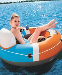Alternative view of Bestway Hydro-Force Rapid Rider Inflatable River Tube Water Float for 1 Person with Built-in Backrest, Handles, and Cupholders, Orange