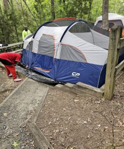 CAMPROS CP Tent 8 Person Camping Tents, Weather Resistant Family Tent, 5 Large Mesh Windows, Double Layer, Divided Curtain for Separated Room, Portable with Carry Bag Blue 42 91T6pF6fO4L