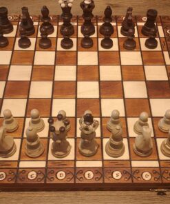 Wegiel Handmade European Ambassador Chess Set - Wooden 21 Inch Beech & Birch Board with Felt Base - Carved Hornbeam & Sycamore Wood Chess Pieces Ambassador - Brown 90 91T767C IGL