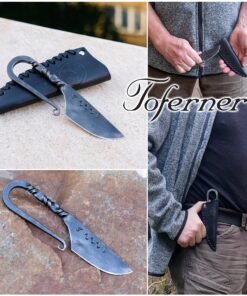 Alternative view of Toferner Medieval Celtic knife- black- Hand Forged Knife- Sports- Hand Made Genuine Leather Case- Hardened Blade - Vintage– Art Collection- Antiquity- Great Gift Idea