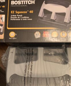 Bostitch Office EZ Squeeze Heavy Duty 3 Hole Punch, 40-Sheet Capacity, Use Less Force, Perfect for Home Office School Supplies, Sleek Design, Silver 1 56 91T9 BNrJPL