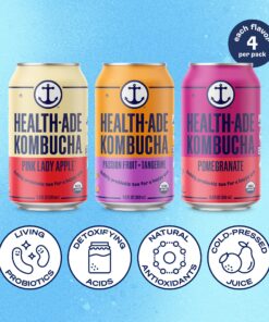 Health-Ade Canned Kombucha Tea Organic Drink, Fermented Tea with Living Probiotics, Detoxifying Acids, Supports Gut Health, Non-GMO, Vegan, Gluten Free, 12 Pack (11.5 Fl Oz Cans), Fruity Favorites Variety Pack in Cans 9 91TCG4GJCQL