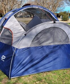 CAMPROS CP Tent 8 Person Camping Tents, Weather Resistant Family Tent, 5 Large Mesh Windows, Double Layer, Divided Curtain for Separated Room, Portable with Carry Bag Blue 52 91TO4cdCelL
