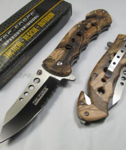 Alternative view of Spring Assisted Opening Rescue Tactical Pocket Folding Stainless Steel Blade Knife Outdoor Survival Camping Hunting - Brown Camo