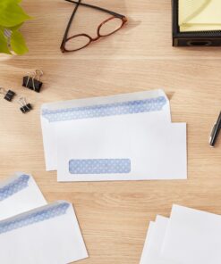 Amazon Basics #10 Security-Tinted Self-Seal Business Envelopes with Left Window, Peel & Seal Closure - 500-Pack, White Tint Single Left Window 19 91TQuMAUGmL