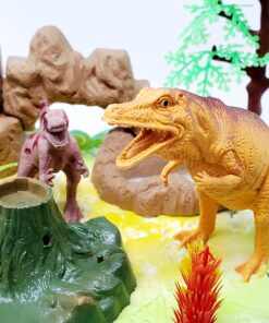 Prehistoric Roaming DINOSAURS 12 Piece Birthday CAKE Topper Set Featuring 3 Dinosaur Figures, Themed Decorative Accessories, Dinosaurs Average 2" to 2.5" Tall 13 91TS0cvFl L