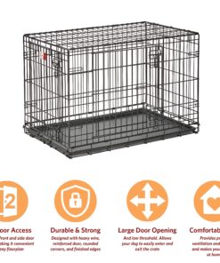 MidWest Homes for Pets Dog Crate Life Stages 36' Double Door Folding Metal Dog Crate | Divider Panel, Floor Protecting Feet, Leak-Proof Dog Pan | 35.63 in x 24.45 in x 21.93 in ,Intermediate Dog Breed 36.0"L x 23.0"W x 25.0"H Lifestages; Double Door 32 91TYb6EsmqL