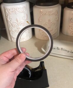 Desktop Tape Dispenser Adhesive Roll Holder (Fits 1" & 3" Core) with Weighted Nonskid Base Black plastic 45 91Td6WWElBL