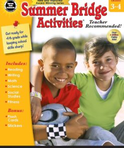 Alternative view of Summer Bridge Activities 3rd to 4th Grade Workbook, Math, Reading Comprehension, Writing, Science, Social Studies, Fitness Summer Learning Activities, 4th Grade Workbooks All Subjects With Flash Cards