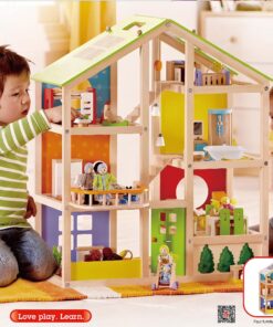 Alternative view of All Seasons Kids Wooden Dollhouse by Hape | Award Winning 3 Story Dolls House Toy with Furniture, Accessories, Movable Stairs and Reversible Season Theme L: 23.6, W: 11.8, H: 28.9 inch