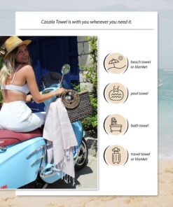Cacala Lightweight and Thin Turkish Beach Towel 100% Cotton Sand-Free and Quick-Drying Goodness Perfect as an Extra Large Travel Towel, Beach Accessory, or Gift for Beach Lovers, 37 x 70 Night Blue 12 91TpHe3 vhL