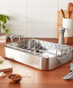 Cuisinart Multiclad Pro Triple Ply Stainless Cookware 16-inch Roasting Pan Skillet, Rectangular Roaster w/Rack 19 91TtrxSIABL