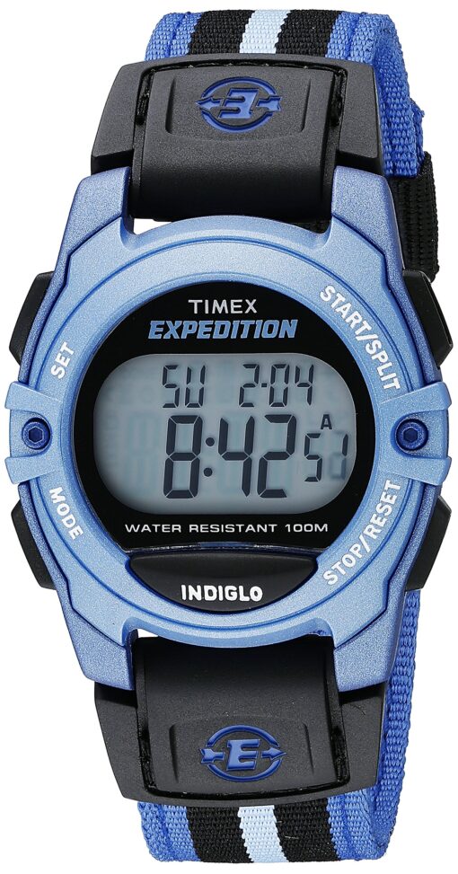 Timex Expedition Digital Chrono Alarm Timer 33mm Watch Blue/Black Stripe