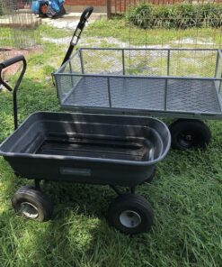 Gorilla Carts GOR1001-COM Steel Utility Cart, Heavy-Duty Convertible 2-in-1 Handle and Removable Sides, 7 cu ft, 1000 lb, Capacity, Gray, 1 pack 58 91TvS7S7xcL