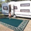 Stylish Camping RA4 9-Feet x 12-Feet RV Reversible Outdoor Mat, Green/Beige Classical Patio Mat 9'x12' 18 91TzkiiHzGL