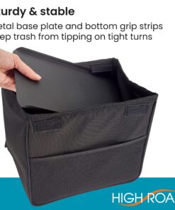 High Road TrashStand Car Trash Can with Weighted Bottom, Lid and Removable Leakproof Lining for the Front Seat, Back Seat or Trunk 12 91U 0UJlIqL