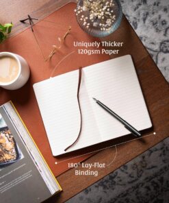 BEECHMORE BOOKS Ruled Journal Notebook - A5 Brown 160 Lined Pages 8.3 x 5.8 inch | Hardcover Leather Daily Journals For Writing - Thick 120gsm Cream Paper | Gifts for Men, Women, Notebooks For Work Chestnut Brown Large (5.75" x 8.25") 29 91U4sr0fV2L