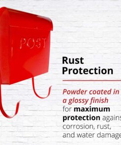 NACH Euro Series Modern Mailbox, Decorative Mail Holder, Wall Mount Mailboxes for Outside, Rust Resistant Galvanized Metal Mailbox, 12" x 11" x 4.5", Red, MB-44766 POST 20 91U5FkZ4QL