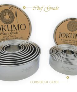 Alternative view of JOKUMO 9 Piece Extra Large Chef Grade Plain Round Pastry/Cookie Cutter Set - Extra Thick Premium 18/8 304 Stainless Steel - Marked Size for Professional Chefs and Ambitious Home Cooks 9 Pcs Chef Grade Plain Round Cutter Set